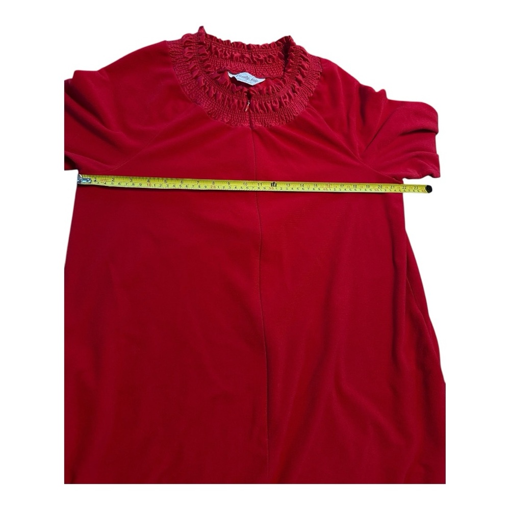 Vintage 70s Red Vanity Fair Lounge Maxi House Dress Sleepwear Large Traditional - Picture 7 of 16